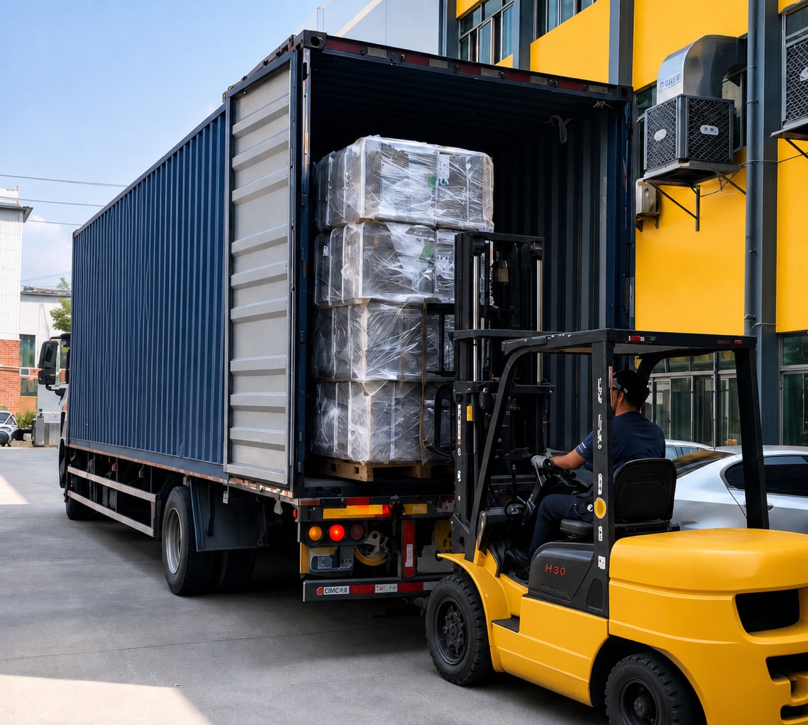 Prepared shipment being loaded for dispatch