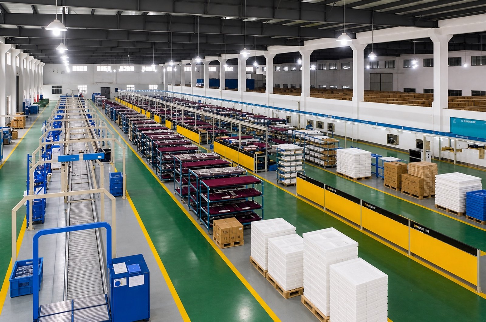 CNC machining aisle with multiple production centers